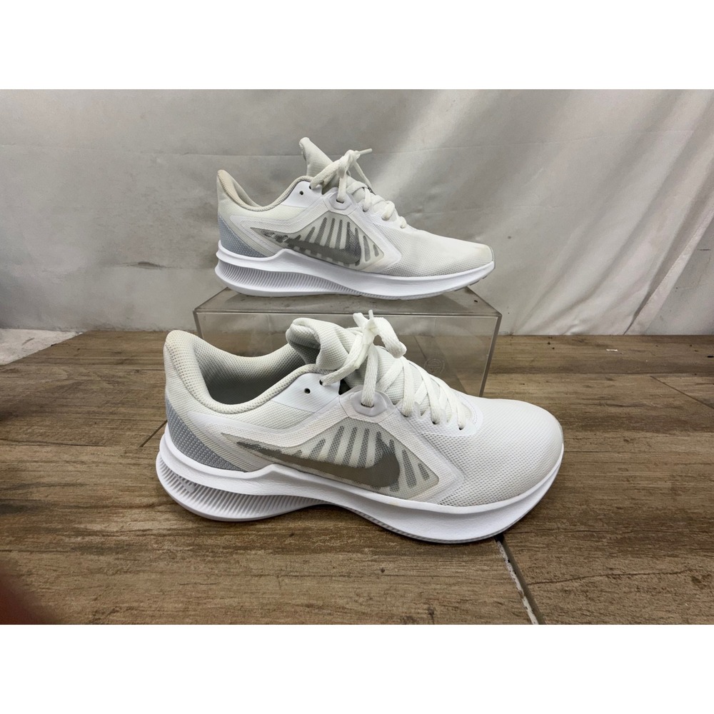 Nike Downshifter 10 Mens White Wolf Grey Running Shoes CI9984-100 Size 11
